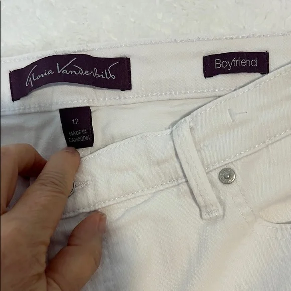 Gloria Vanderbilt Women's White Bootcut Boyfriend Jeans Size‎ 12 - Picture 2 of 6